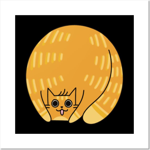 Cute Quirky Fat Orange Cat Wall Art by Art by Biyan